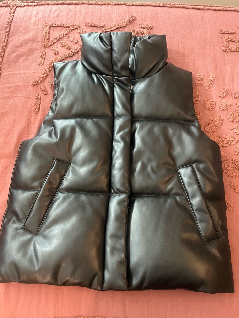 Levi's Black Faux Leather Puffer Vest